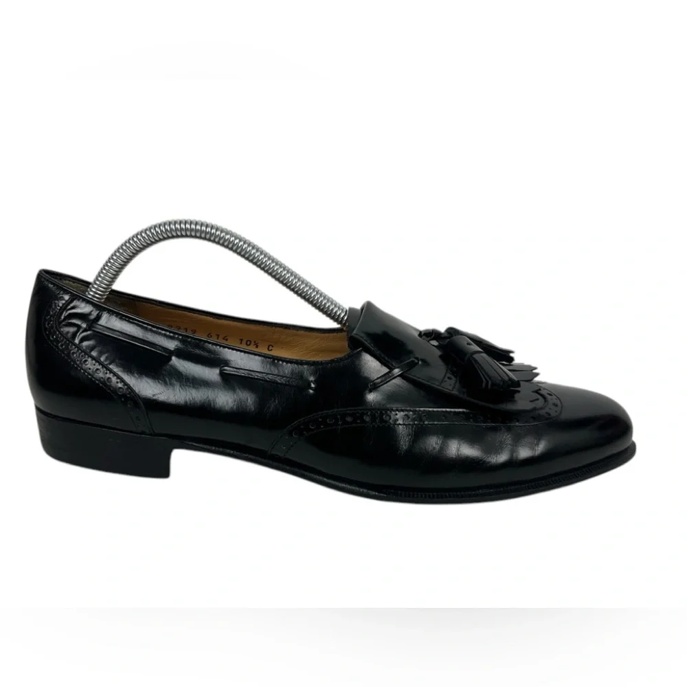 Salvatore Ferragamo Mens 10.5 C Made in Italy Lucas Kiltie Tassel Loafer Black